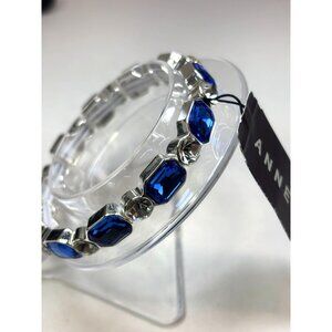 Anne Klein Silver-Tone & Blue Crystal Stretch Bracelet